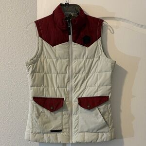 Women’s Cream and Red Quilted Vest